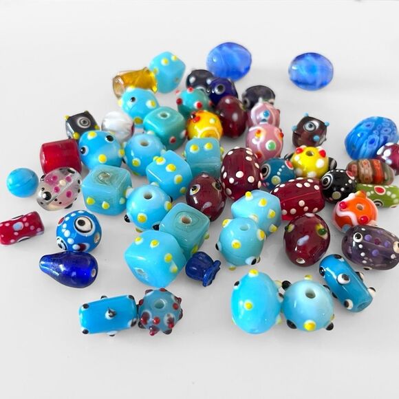 Lampwork Bumpy Glass Beads Lot - Picture 1 of 3